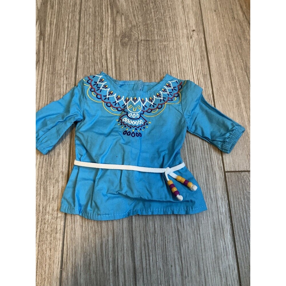 American Girl Saige Top Tunic Shirt Turquoise Blue Picnic Outfit 18” Doll